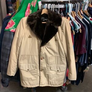 Nice Vintage Circa ‘80 Montgomery Ward Western Coat. Chocolate Faux Fur.
